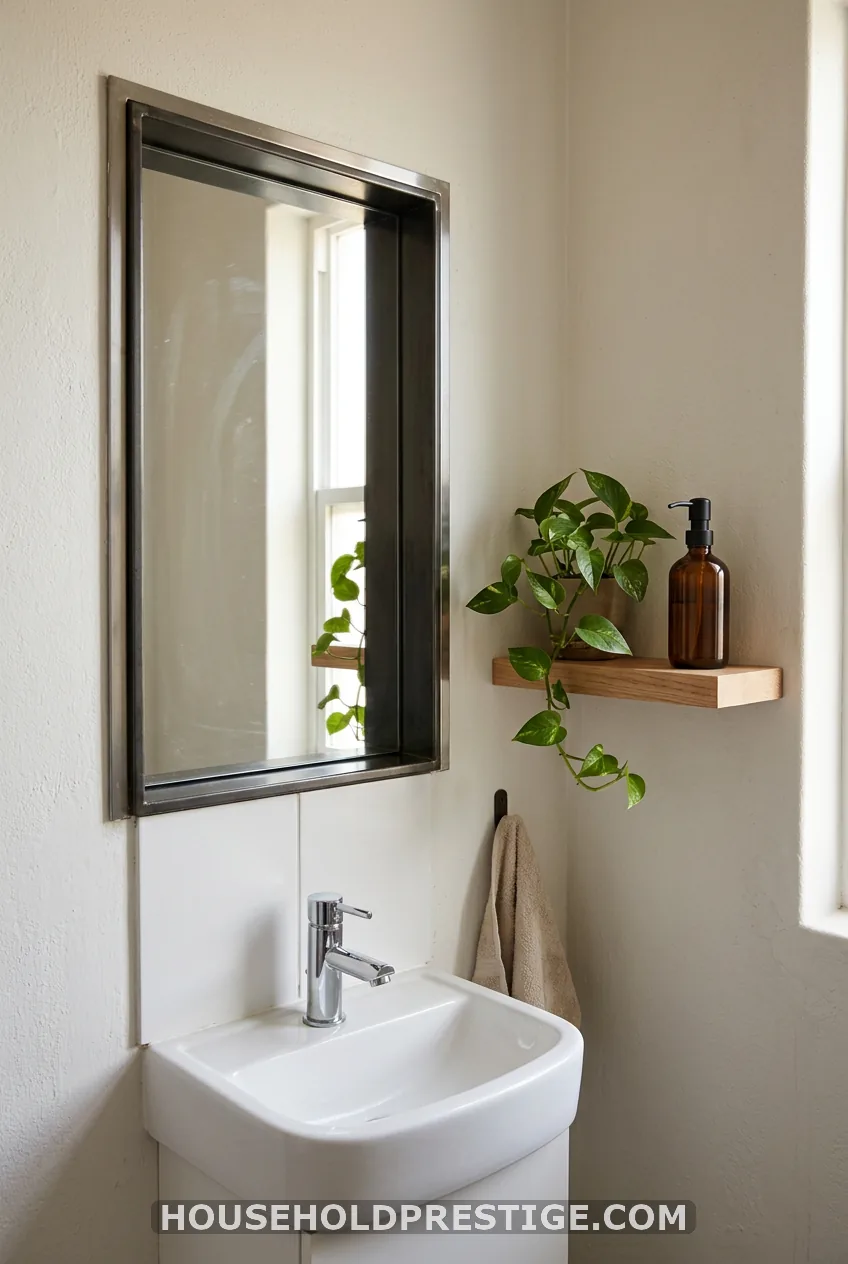 A Mirrored Medicine Cabinet Plus One Open Shelf