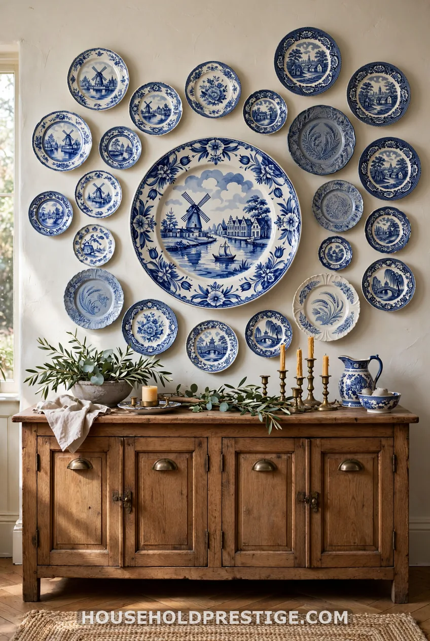 Classic Blue-and-White Vintage Plate Wall