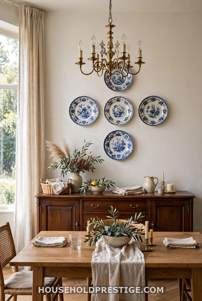 Dining Room Plate Gallery Wall Above the Buffet