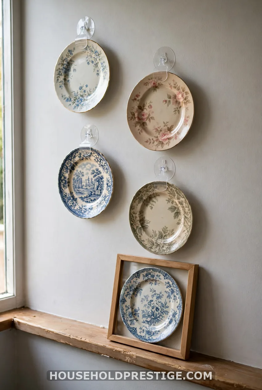 Renter-Friendly Vintage Plate Wall